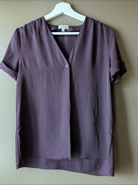 Wilfred Made in Japan Triacetate Blouse XS Plum Minimalist Draped Top